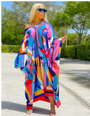 Boho Summer Beach Maxi Dress - Multicolor Kuwait New Boho Sexy V-Nexk