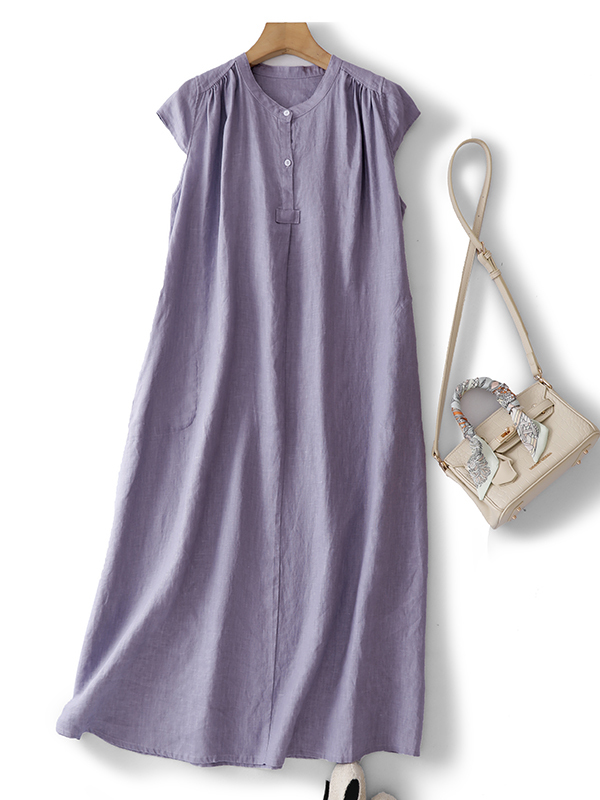 Summer Pure Color Cotton Linen - огляд і ціна Casual Loose Linen Shirt Dress