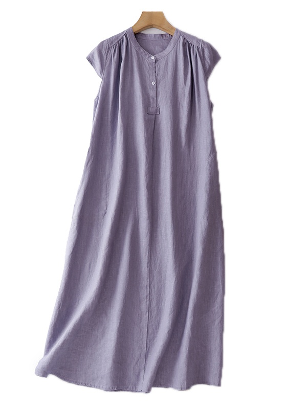 Summer Pure Color Cotton Linen - огляд і ціна Casual Loose Linen Shirt Dress