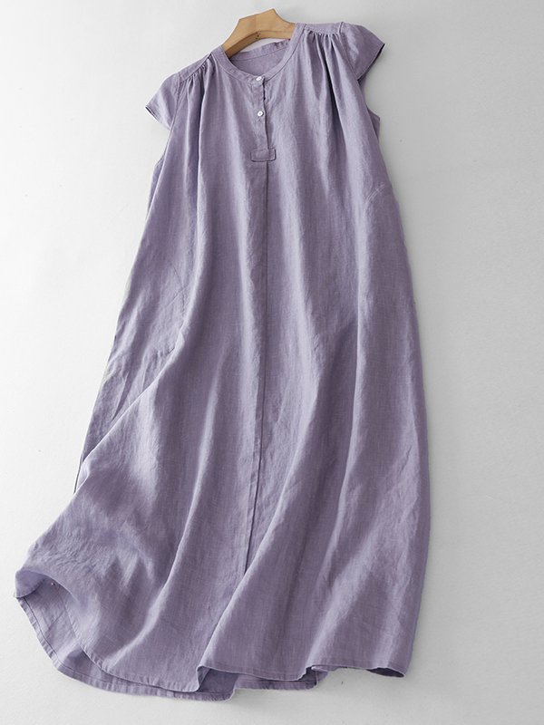 Summer Pure Color Cotton Linen - огляд і ціна Casual Loose Linen Shirt Dress