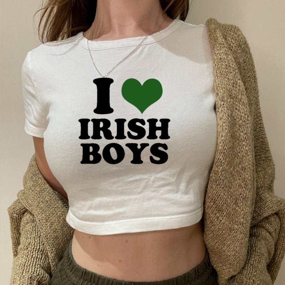 I Love Irish Boys Hip Hop Grap - огляд і ціна Y2K Graphic Baby Tee Crop