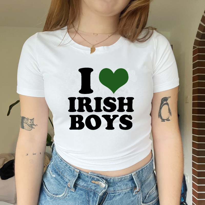 I Love Irish Boys Hip Hop Grap - огляд і ціна Y2K Graphic Baby Tee Crop