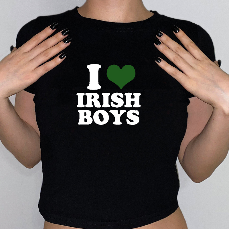 I Love Irish Boys Hip Hop Grap - огляд і ціна Y2K Graphic Baby Tee Crop