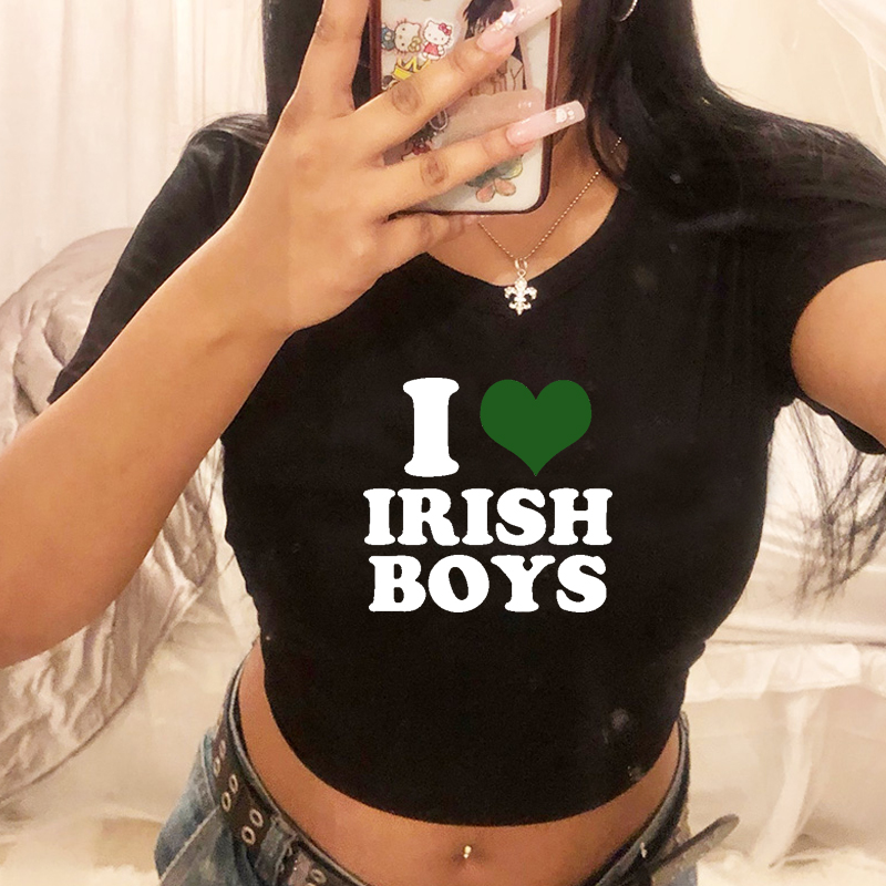I Love Irish Boys Hip Hop Grap - огляд і ціна Y2K Graphic Baby Tee Crop