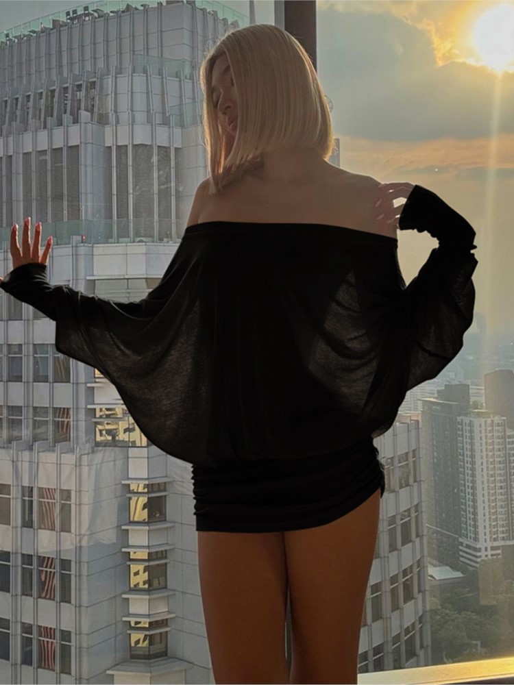 New Fashion Off Shoulder Sheer - огляд і ціна Sexy Mesh Sheer Bodycon Dress