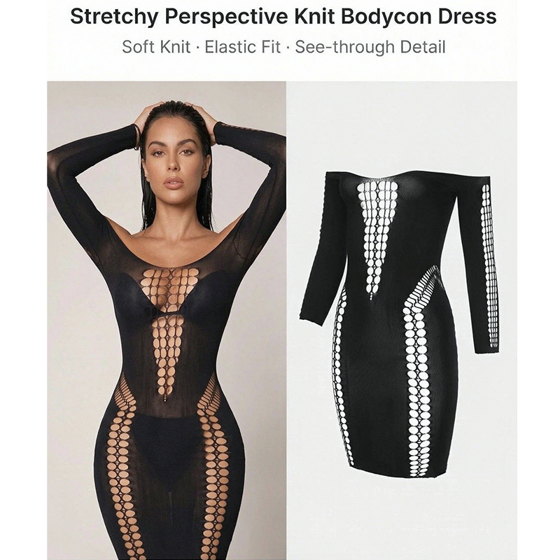 Women Sheer Mesh Long Sleeve B - огляд і ціна Sexy Mesh Sheer Bodycon Dress