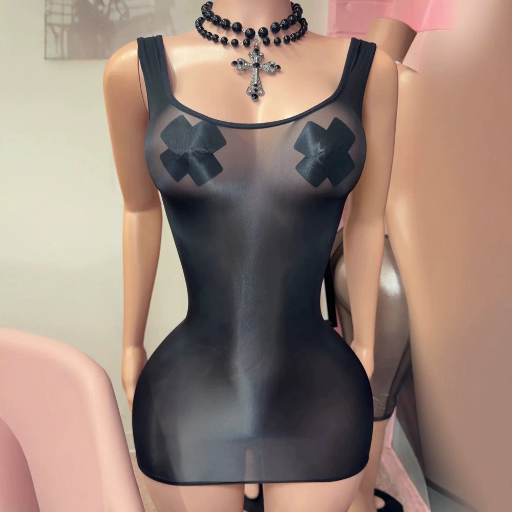 JENYAGE Sexy Glossy Sheer Tank - огляд і ціна Sexy Mesh Sheer Bodycon Dress