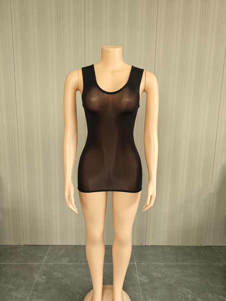 JENYAGE Sexy Glossy Sheer Tank - огляд і ціна Sexy Mesh Sheer Bodycon Dress