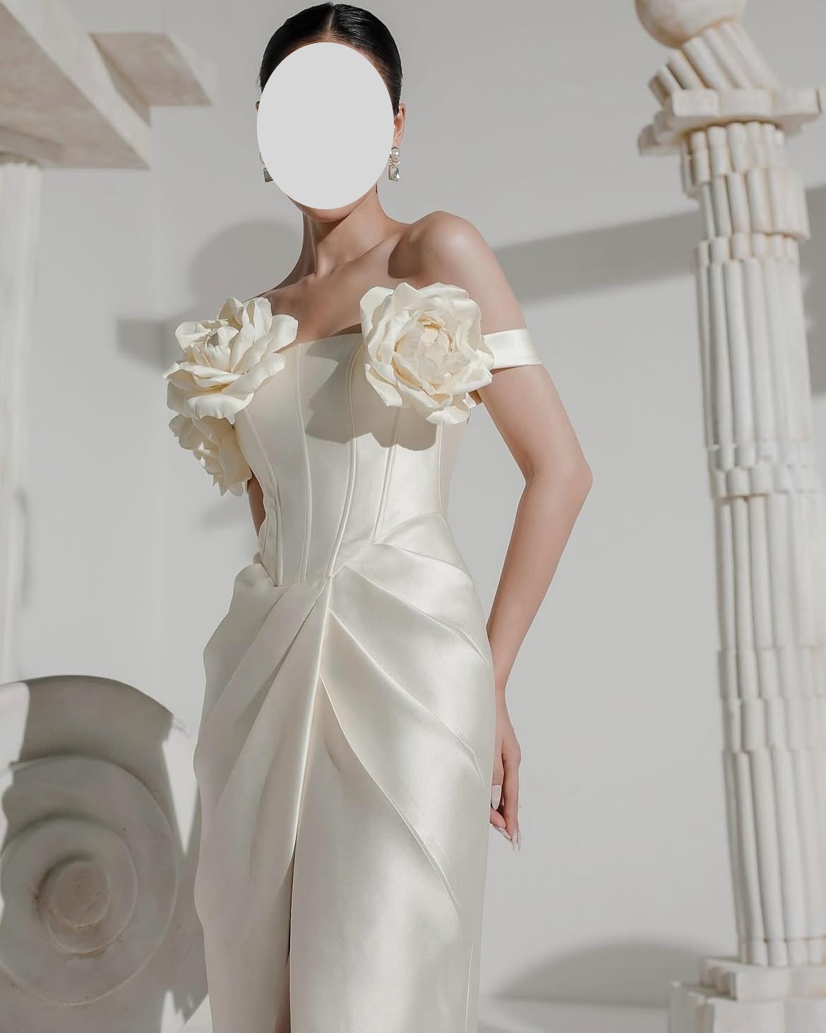 QR Customized Sheath Off The S - огляд і ціна Elegant Satin Evening Gown Split