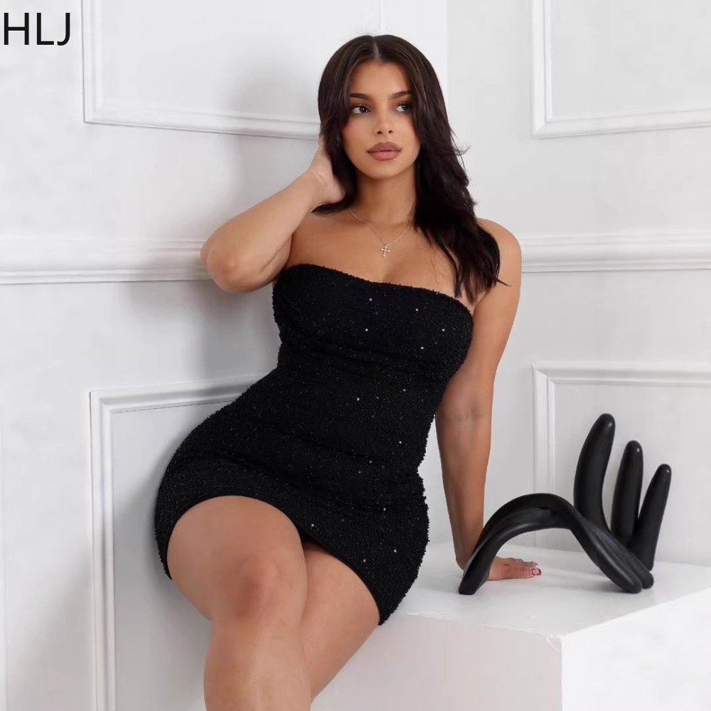 HLJ Sexy Women Strapless Mini  - огляд і ціна Sparkly Rhinestone Club Party Dress