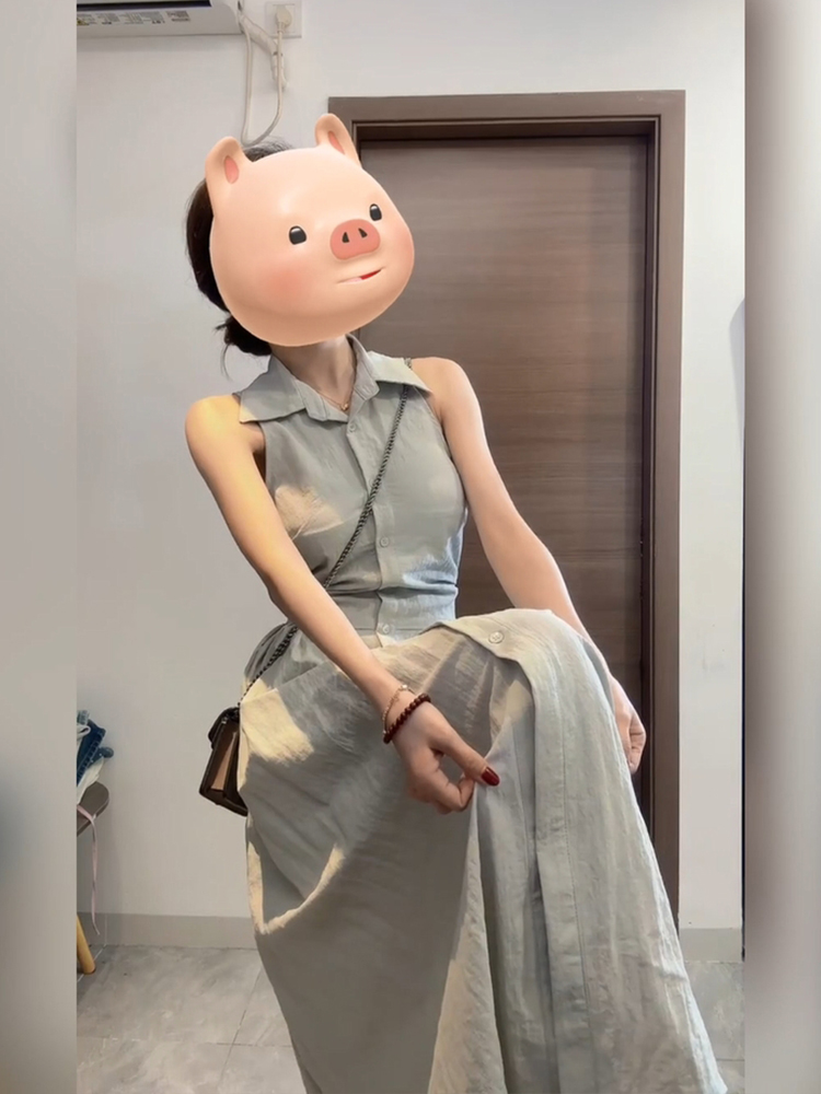 XZY Chic Casual  Neck Sleevele - огляд і ціна Korean Style A Line Shirt Dress