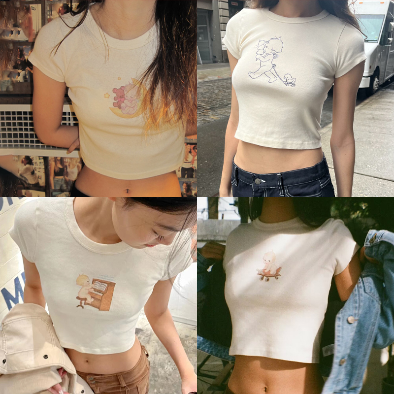 Angel Baby Graphic Slim T-shir - огляд і ціна Y2K Graphic Baby Tee Crop