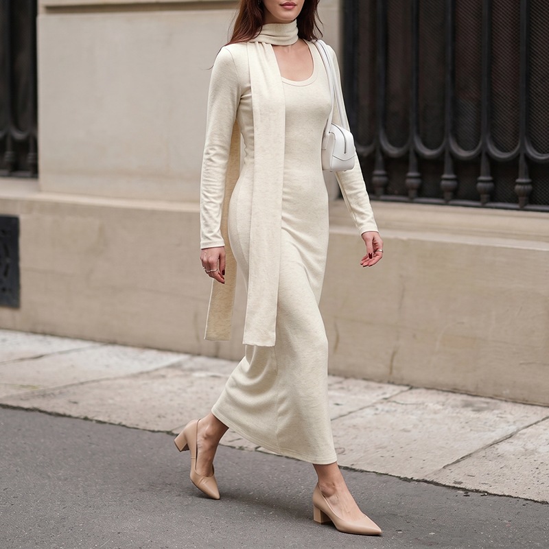 Women Elegant Ribbed Knit Maxi - огляд і ціна Bodycon Long Sleeve Ribbed Dress
