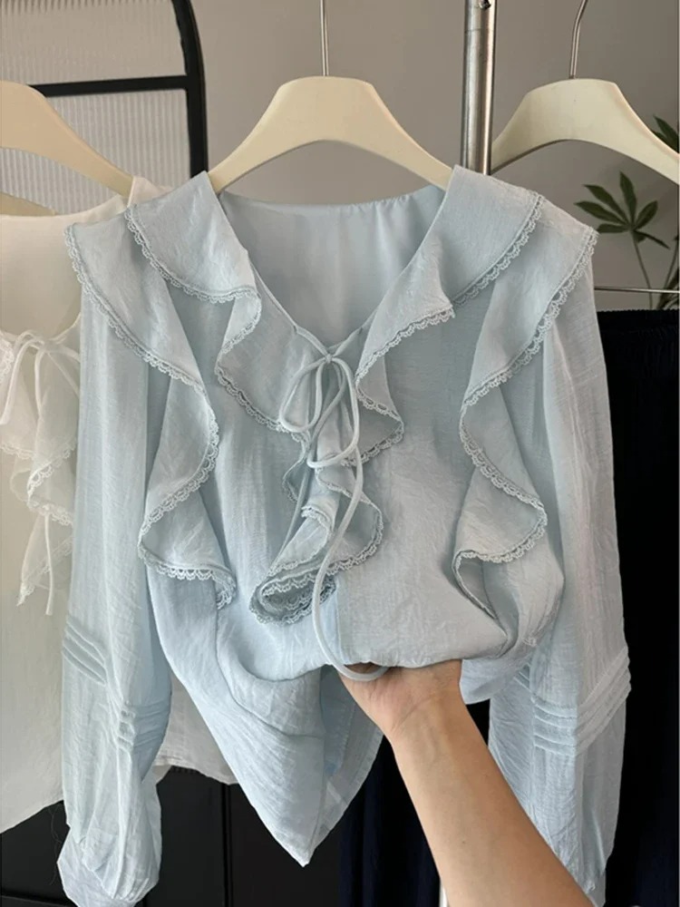 French V-Neck Chic Long Sleeve - огляд і ціна Blouses